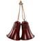 Embossed Christmas Bell Ornaments - 6" - Burgundy - Set of 2